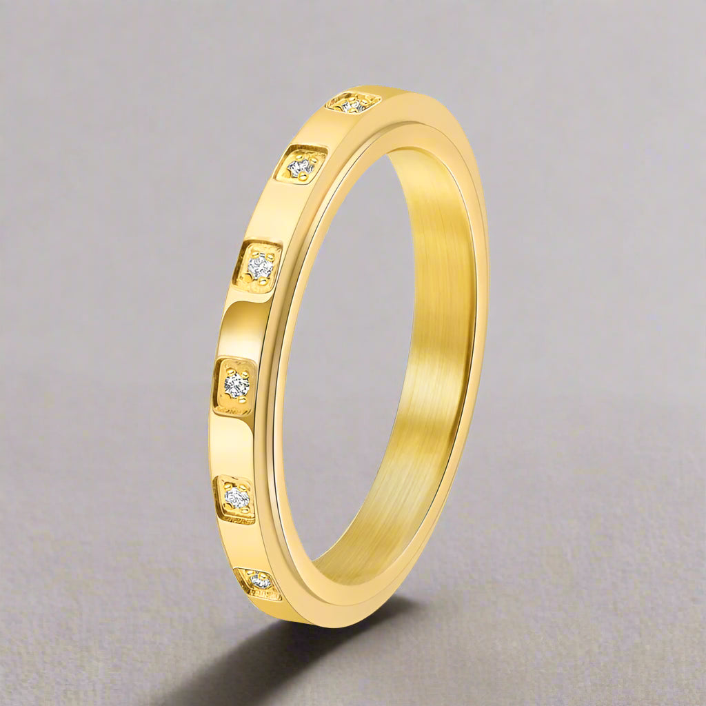 Gold sparkly square fidget ring