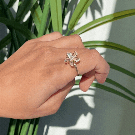 Blush blossom fidget ring in gold