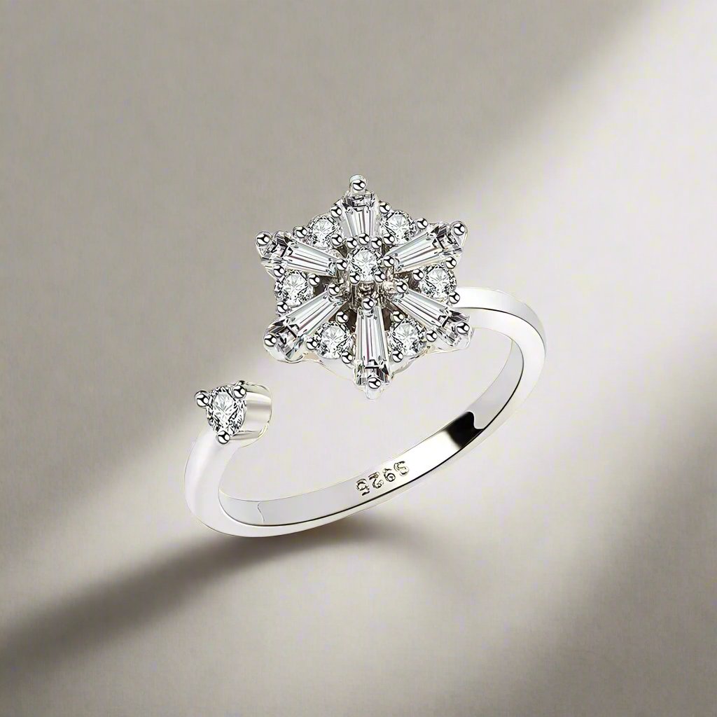 Crystal frost fidget ring in silver
