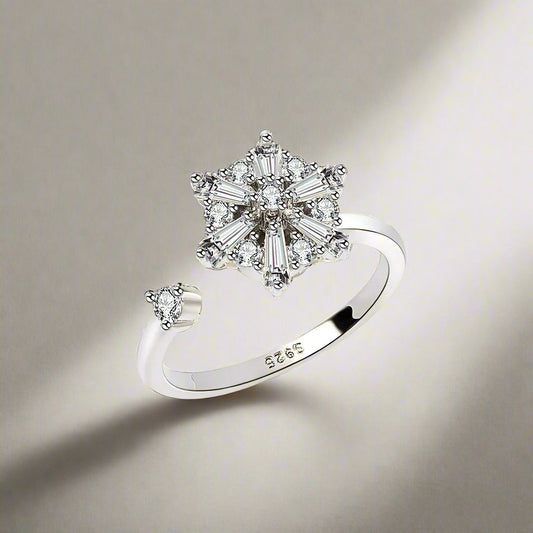 Crystal frost fidget ring in silver