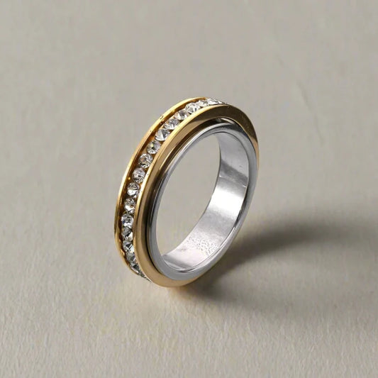 Matrix fidget ring in mixed metal