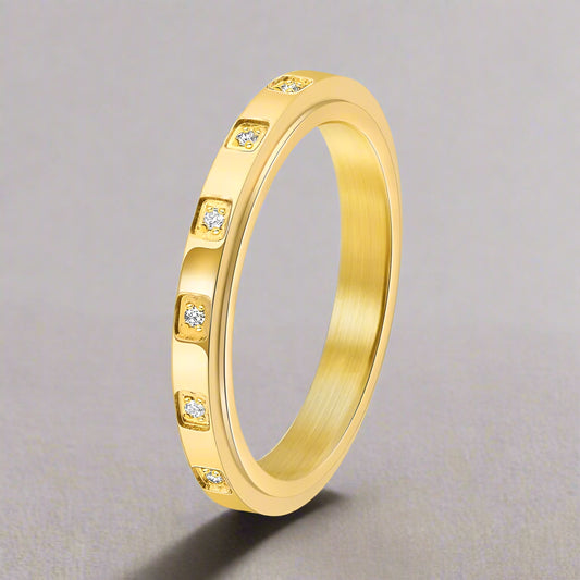 Gold sparkly square fidget ring