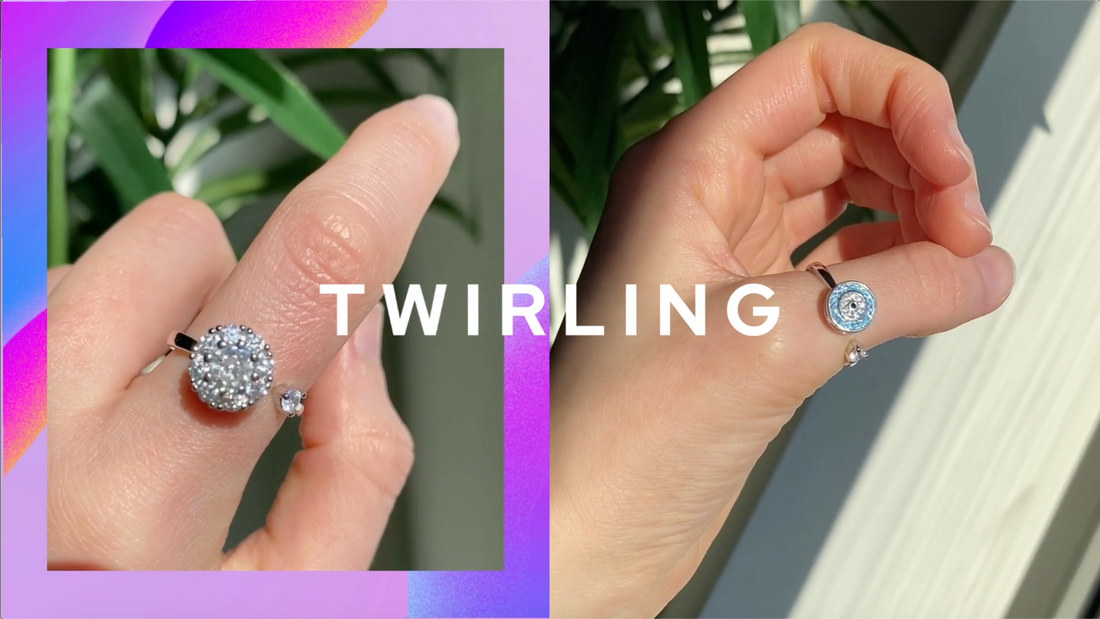 Twirling promo video with spinning fidget rings